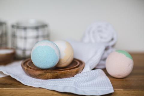 photo of three pastel bath bomb balls