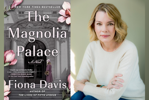 Fiona Davis with her book The Magnolia Palace