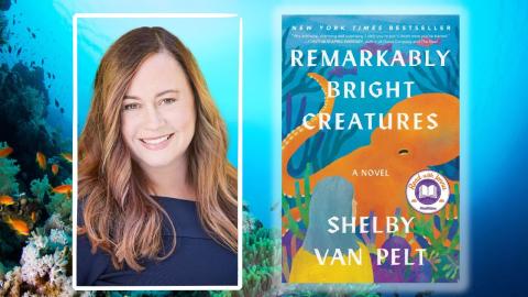 Author Shelby Van Pelt with her book "Remarkably Bright Creatures"