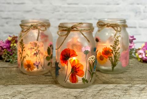 pressed flowers lantern