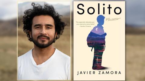 Author Javier Zamora with his book Solito