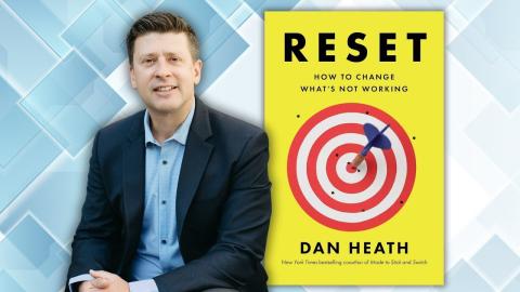 Author Dan Heath with his book "Reset: How to Change What's Not Working"