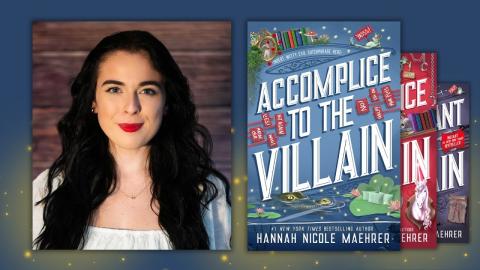 Author Hannah Nicole Maehrer with her "Assistant to the Villain" book series
