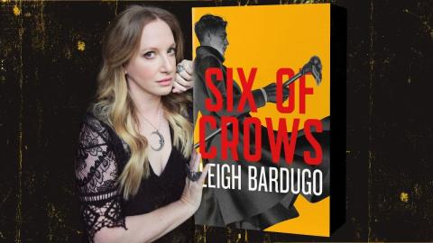 Author Leigh Bardugo with her book "Six of Crows"