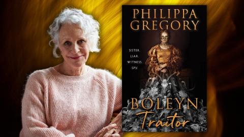 Author Philippa Gregory with her Historical Fiction book "Boleyn Traitor".