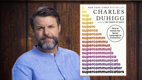 Author Charles Duhigg with his book Supercommunicators