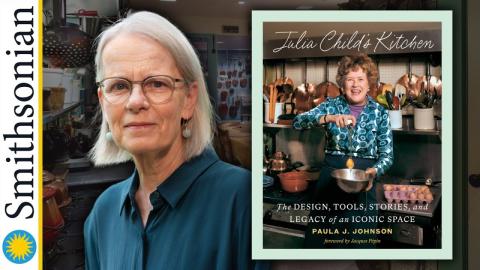 Author Paula Johnson and her book Julia Child's Kitchen