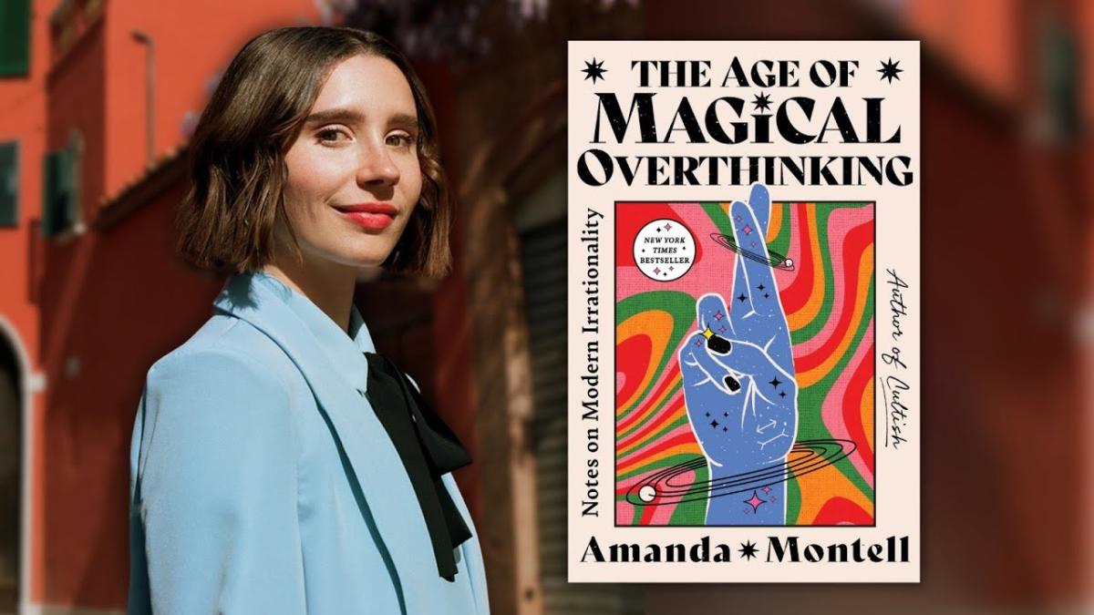 Author Amanda Montell with her book "The Age of Magical Overthinking"