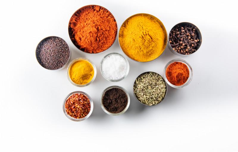 Various spices viewed from above