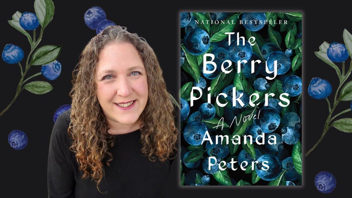 Author Amanda Peters with her novel "The Berry Pickers".