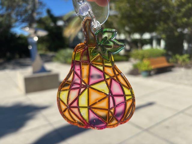 pumpkin/gourd shaped suncatcher outside